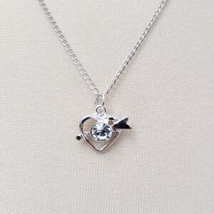2/$20 Brand New Silver Heart Rhinestone Necklace